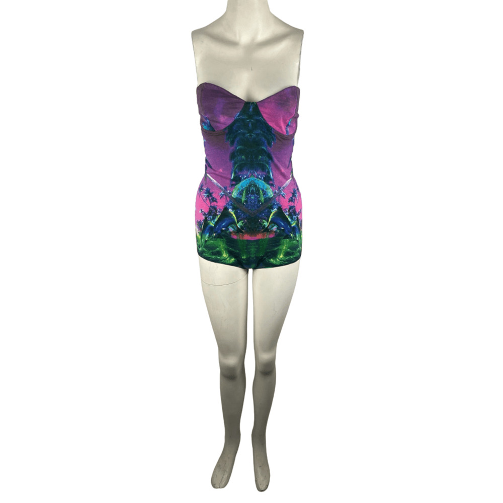 Motel Rocks women's floral multi tube bodysuit size M